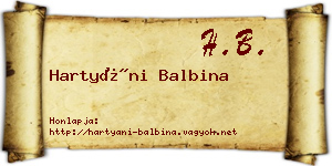 Hartyáni Balbina névjegykártya